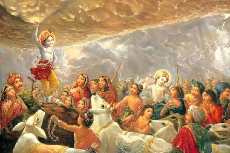 Krishna Lifting Govardhan Parvat