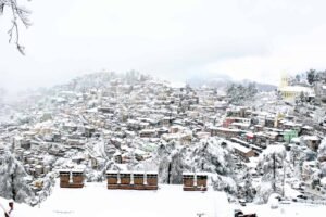 The Mall Shimla, Christ Church on Right After Heavy Snowfall in Winters