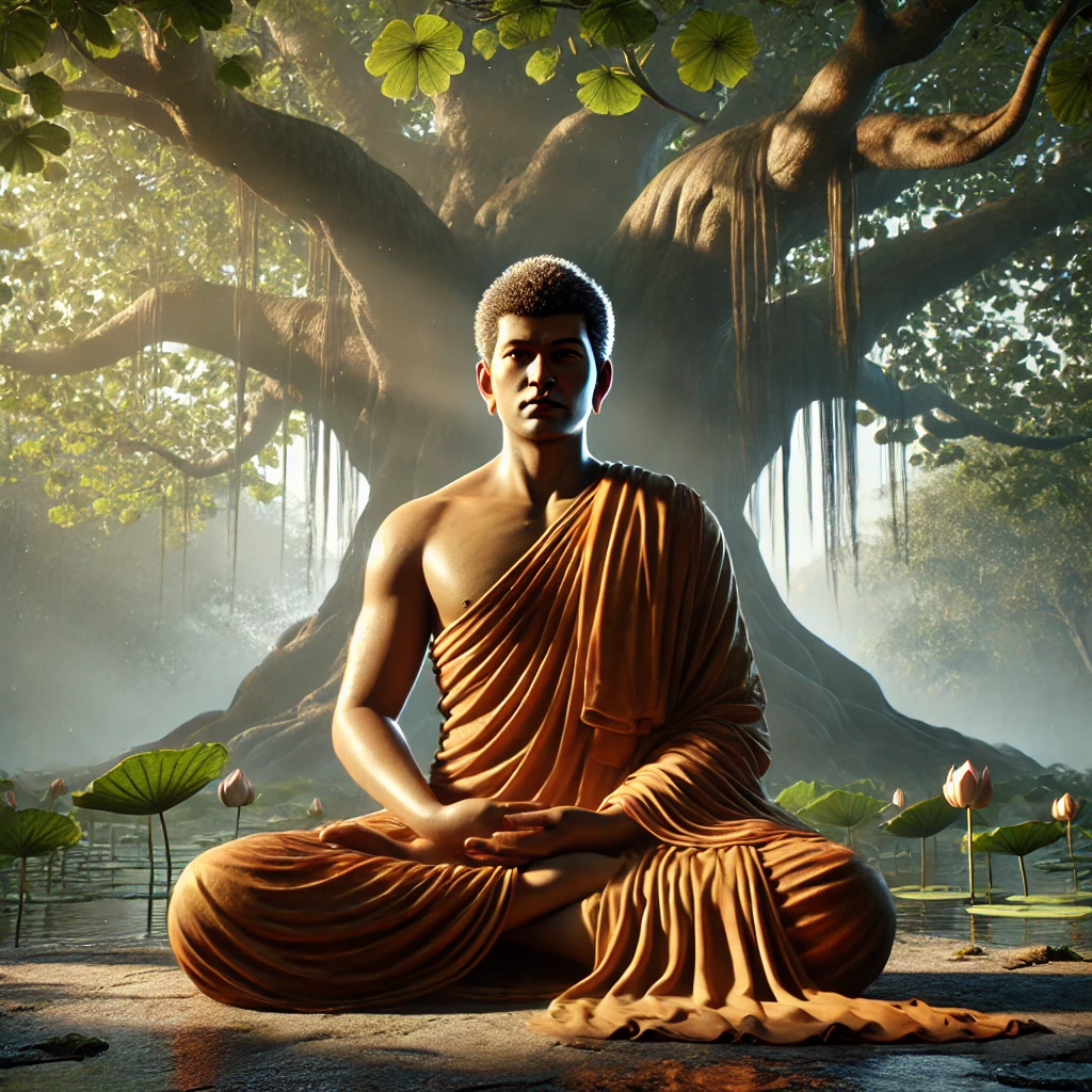 Buddhism - Buddha meditating-under the sacred Bodhi tree